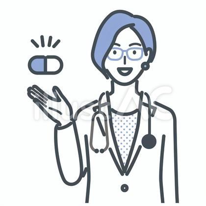 薬の説明をする女性医師
