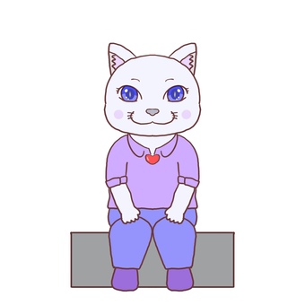 待ち合わせ猫 猫,動物,待つ,座る,待ち合わせのイラスト素材