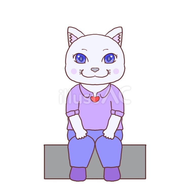 待ち合わせ猫 猫,動物,待つのイラスト素材