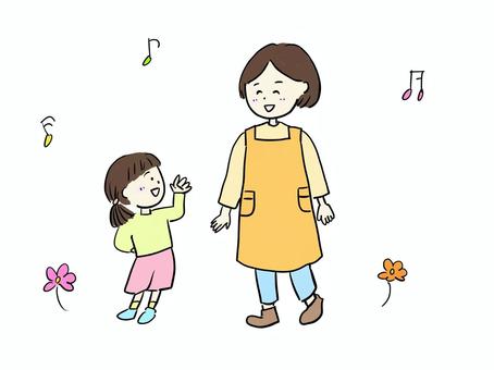 園児と先生