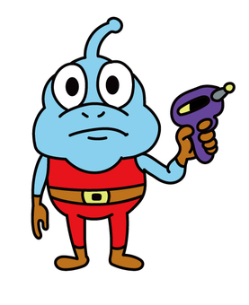 イラレで描いた宇宙人 宇宙人,光線銃,ｓｆ,ユニフォーム,宇宙服のイラスト素材