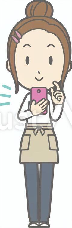 新妻主婦d-スマホ操作-全身 新妻主婦,新妻,シンプルのイラスト素材