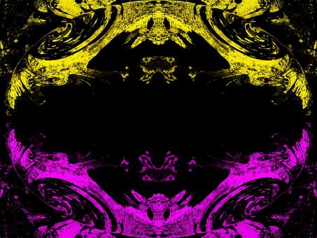 紫と黄色のサイケでゴシックなフレーム ゴシック,紫,黄色,黒背景,壁紙,背景,テクスチャ,デザイン,飾り,あしらいのイラスト素材