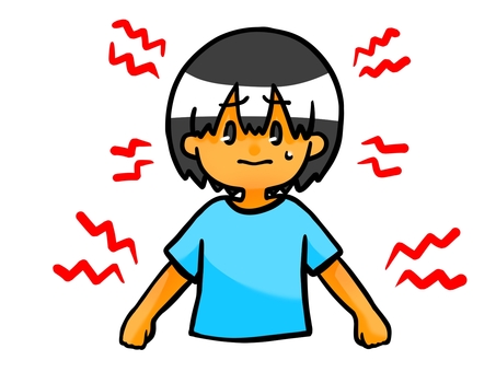 日焼けが痛くて辛い人 日焼け,痛い,痛み,ヒリヒリ,ピリピリ,赤くなる,焼ける,炎症,肌,ダメージのイラスト素材