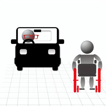 車椅子　すれ違い1 車椅子,すれ違い1のイラスト素材