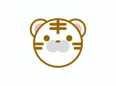 まんまる干支　虎白 虎,動物,生き物,干支,獣,顔のイラスト素材