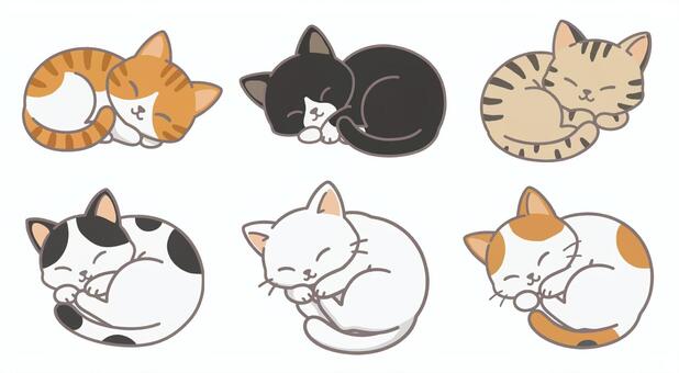 生き物素材35＿寝ている子猫 猫,生き物,ネコ,子猫,可愛い,イラスト,キャラクター,動物,ペット,哺乳類のイラスト素材