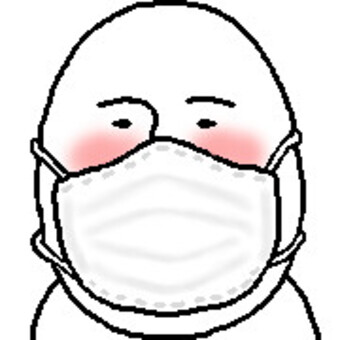 マスクのおっちゃん マスク,病気,病院,検査,風邪,熱,発熱,高熱,体調,体調不良のイラスト素材