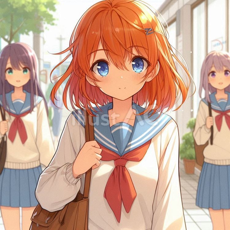 ゆっくりでも間に合うよぉ... 女性,制服,ボブヘアのイラスト素材