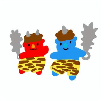 節分　鬼　イラスト 節分,鬼,かわいい,節句,2月,冬,jpg,赤鬼,青鬼,子鬼のイラスト素材