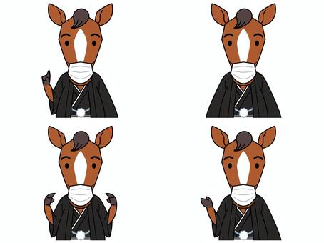 馬 馬,午年,午,十二支,動物,擬人化,案内,解説,説明,謹賀新年のイラスト素材