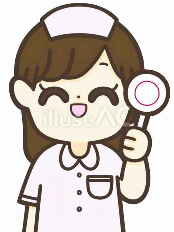 ○の札を持つ　女性の看護師 看護師,看護婦,ナースのイラスト素材