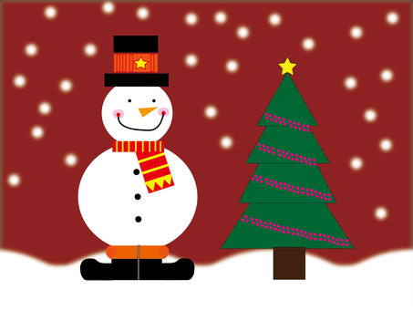 雪だるまとクリスマスツリー