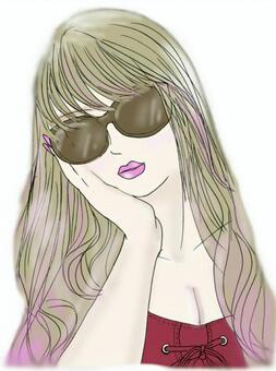 Illustration, female, girl, sunglasses, JPG