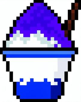 ドット絵の紫のかき氷です。 ドット絵,かき氷,シンプル,夏祭り,涼しい,屋台,スイーツ,デザート,夏,冷たいのイラスト素材