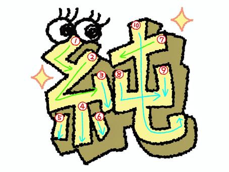 純　漢字　書き順あり 純,フォント,漢字,立体,文字絵,目,書き順,矢印,10画,可愛いのイラスト素材