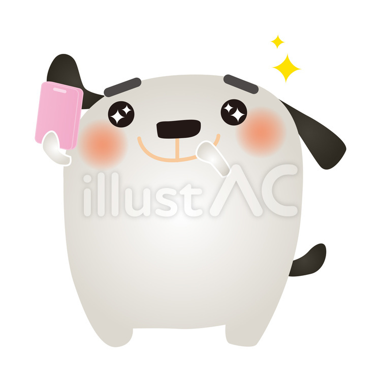 dw110 犬,スマホ,自撮りのイラスト素材