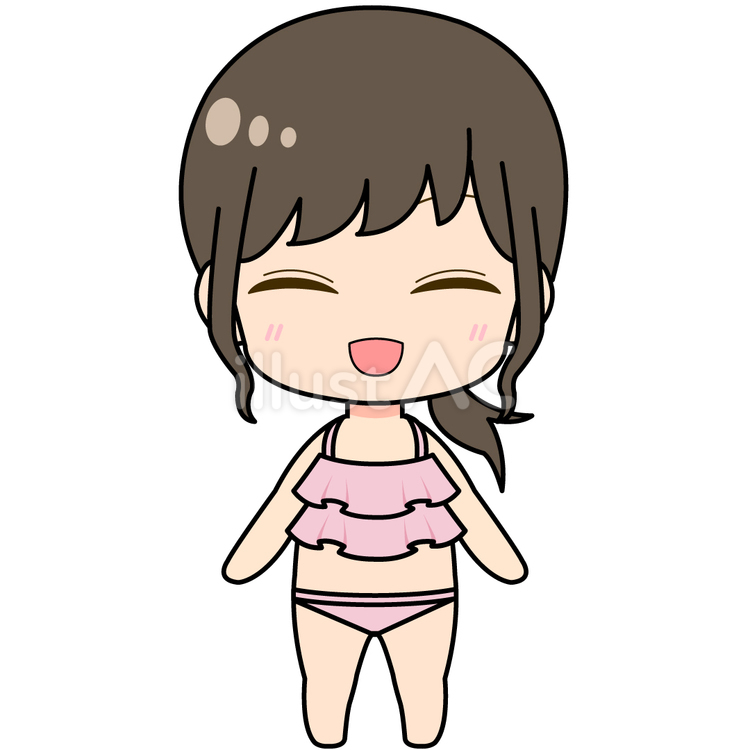水着を着た笑顔の女性 女性,女の子,夏のイラスト素材