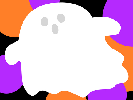 おばけのシルエットフレーム（紫オレンジ） おばけ,フレーム,幽霊のイラスト素材