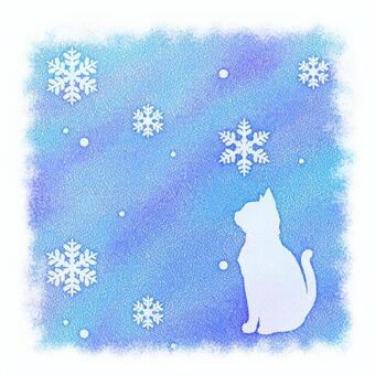 あたたか空間　猫と雪 あたたか空間,猫と雪,温かい,暖かい,あったかい,おしゃれ,猫,パステル,パステルカラー,色えんぴつのイラスト素材