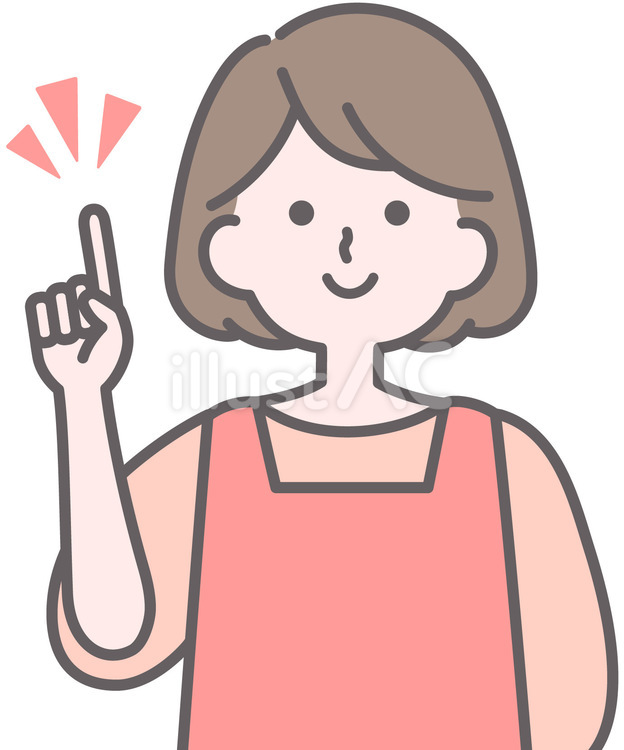 人差し指をさして説明する女性 主婦,指差し,ポイントのイラスト素材