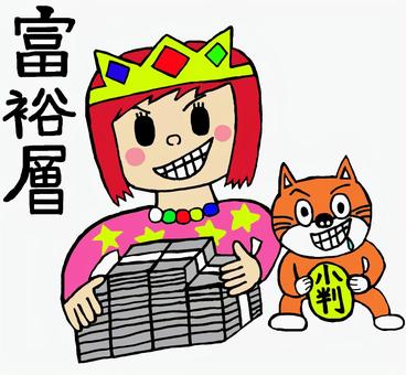 女性富裕層と猫 女性,手描き,富裕層,猫,金持ちのイラスト素材