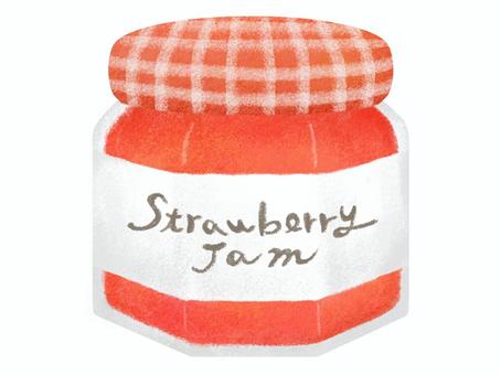 瓶詰めの苺ジャム ジャム,苺,果物,果実,食べ物,食品,菓子,スイーツ,デザート,モーニングのイラスト素材