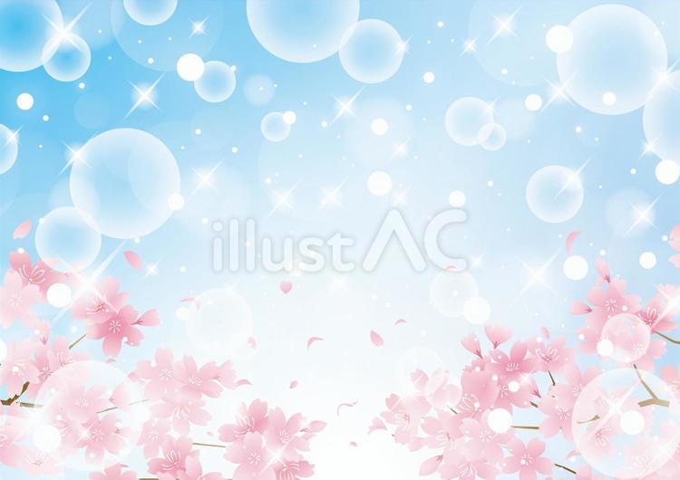 青空の光と桜の背景素材 春,桜,花びらのイラスト素材