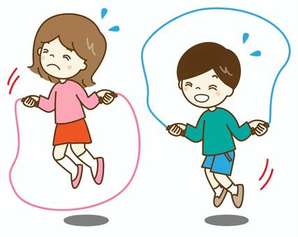 縄跳び5 縄跳び,スポーツ,体育,授業,飛ぶ,ジャンプ,楽しい,遊び,友達,同級生のイラスト素材