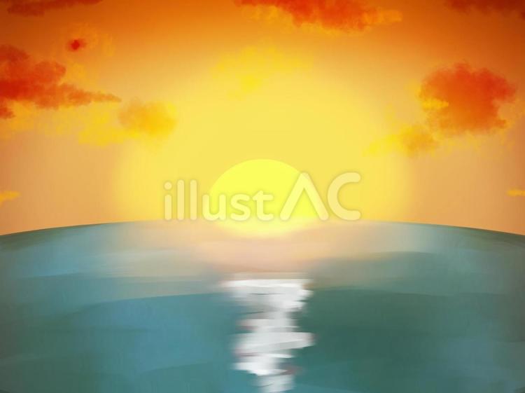 海に沈む夕日 夕日,日没,オレンジ色のイラスト素材