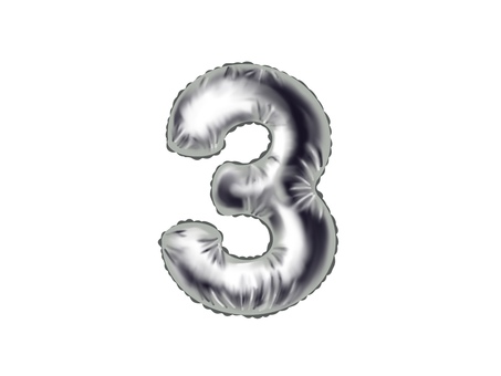 バルーン数字3シルバー