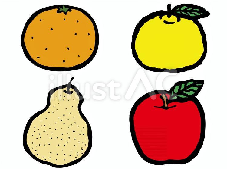 果物 らふ,柚,洋なしのイラスト素材