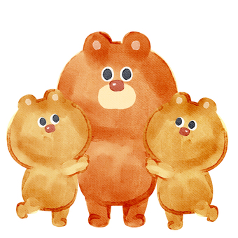 水彩画_子供を抱きしめる_01 熊,動物,手描き,水彩画,水彩,水彩風,水彩画風,親子,子供,家族のイラスト素材