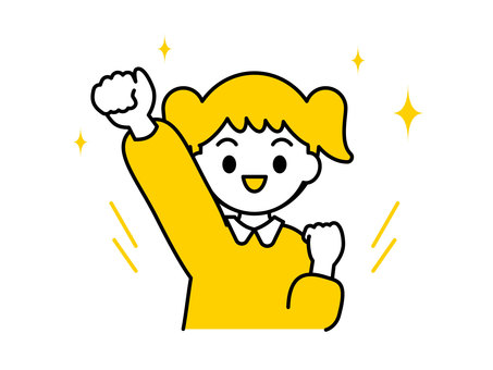 やる気・元気のある子ども02 人物,子ども,女の子,保育園,幼稚園,こども園,託児所,小学校,福祉施設,行事のイラスト素材