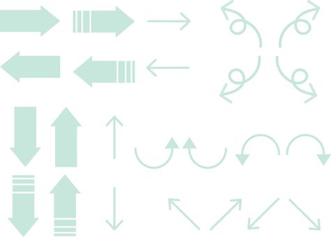 かわいいくすみグリーンの矢印セット