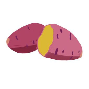 焼き芋 焼き芋,手描き,シンプル,アイコン,ワンポイント,挿絵,白背景,背景透過のイラスト素材