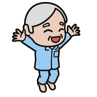 喜び飛び上がるおじいさん 高齢者,男性,シニア,おじいさん,笑顔,元気,喜び,健康,幸せ,長寿のイラスト素材