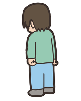 押し黙る背中、哀愁を感じる後ろ姿の少年 背面,向き,子供,小学生,幼児,男の子,がっかり,孤独,諦める,ネガティブのイラスト素材
