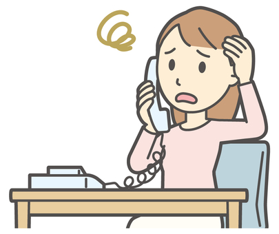  ロングヘア女性-541-バスト 電話,困った,女性,女の子,人物,かわいい,悩む,考える,心配,不安のイラスト素材