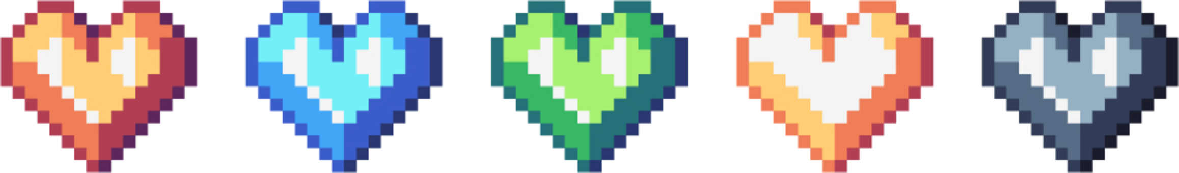 ハートのドット絵セット ハート,バレンタイン,愛,恋,情熱,記号,装飾,ワンポイント,かわいい,クリスタルのイラスト素材