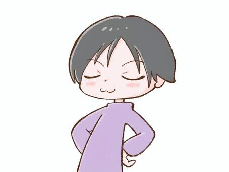 ドヤ顔の男の子 ドヤ顔,えっへん,自慢げ,得意げ,ドヤる,満足そう,ニヤリ,誇らしげ,自信,得意満面のイラスト素材