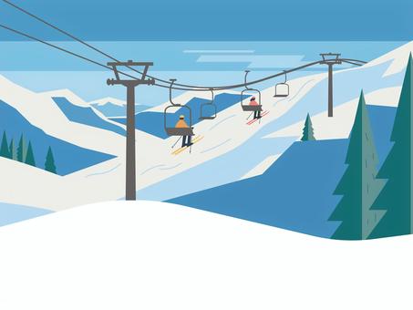 スキー場 スキー,スキー場,リフト,レジャー,冬景色,アクティビティ,旅行,旅,針葉樹,スキーリフトのイラスト素材