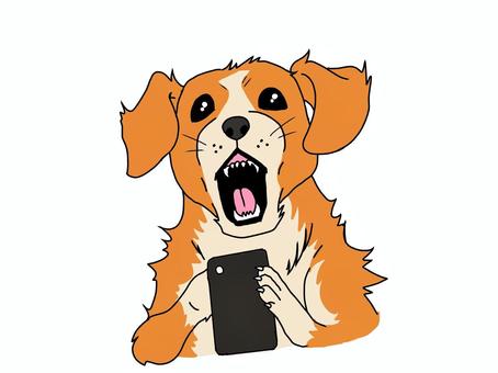 スマホを見て驚く犬 スマホ,スマートフォン,携帯,犬,イヌ,いぬ,驚く,驚き,びっくり,衝撃のイラスト素材