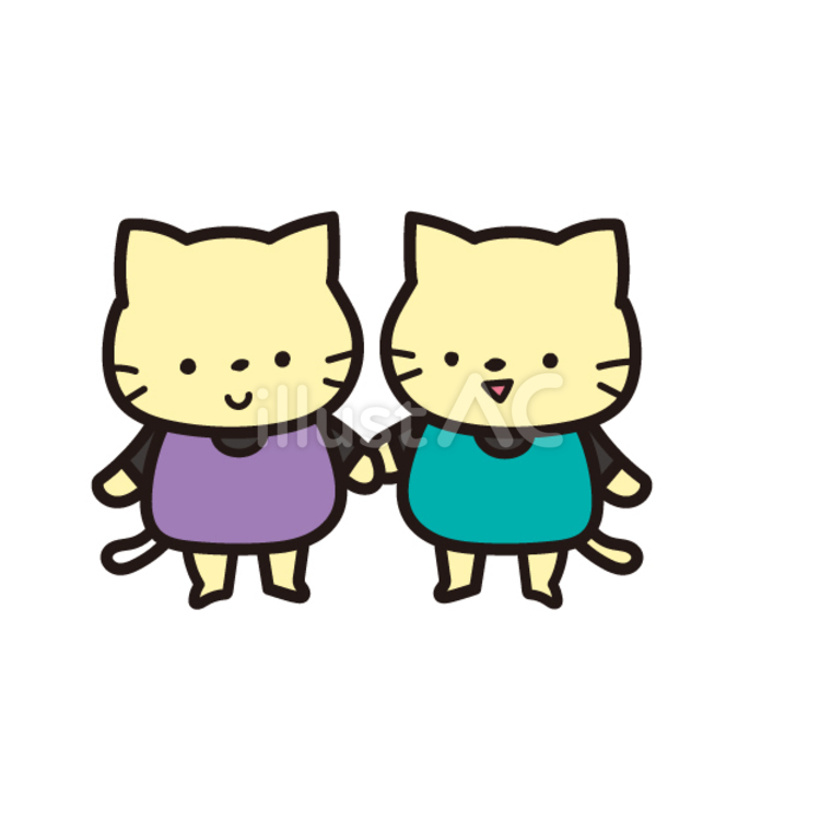 11月動物（家族の日、猫の兄弟） 11月,動物,猫のイラスト素材