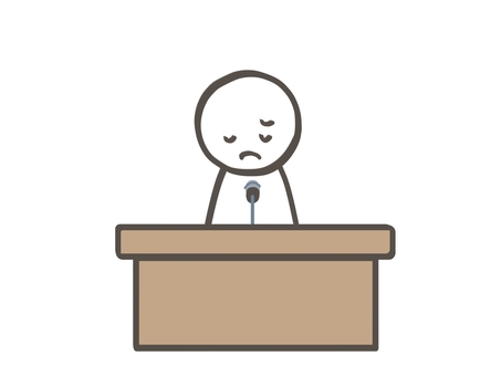 棒人間　しょんぼりスピーチ 棒人間,人,スピーチ,しょんぼり,謝る,謝罪,俯く,がっかり,残念,後悔のイラスト素材