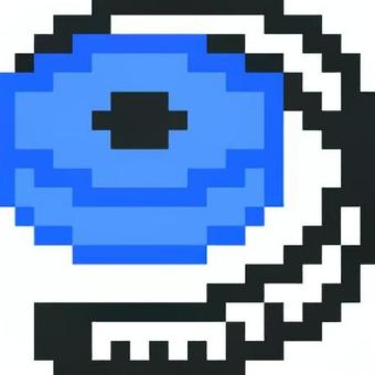 ドット絵の青のメジャーです。 ドット絵,メジャー,シンプル,巻き尺,長さ,測定,器具,建築,diy,寸法のイラスト素材