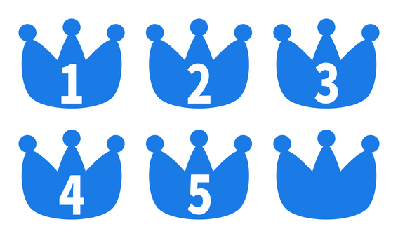 ランキングアイコン 青 王冠,ランキング,アイコン,一位,二位,三位,順位,順序,優勝,チャンピオンのイラスト素材