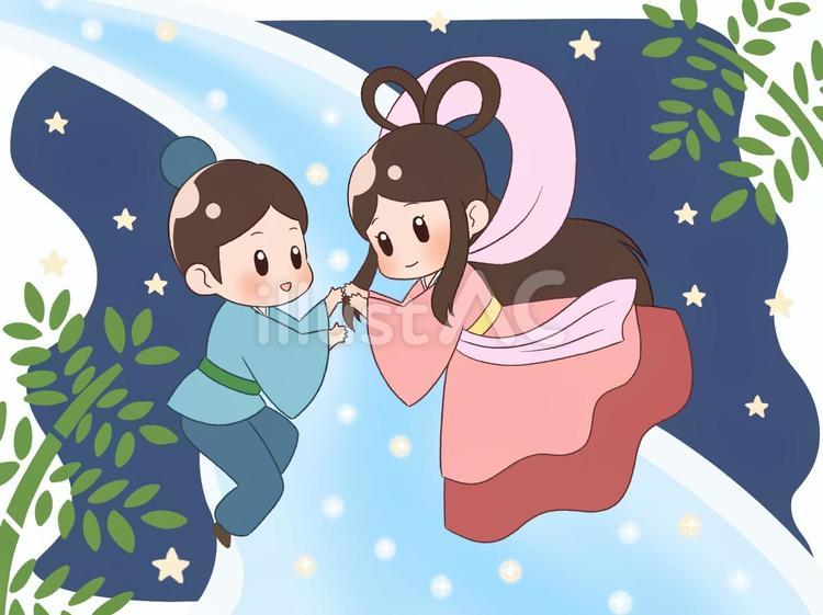織姫と彦星 七夕,織姫,彦星のイラスト素材