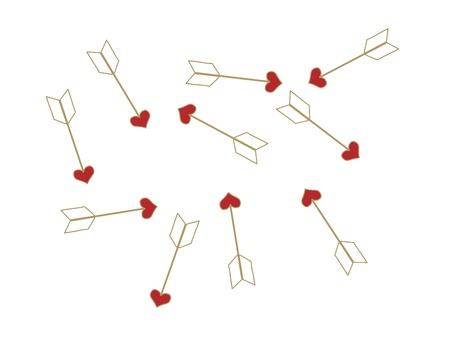 ハートの矢 ハート,矢,複数,散らばる,赤色,天使,メルヘン,ファンタジーのイラスト素材