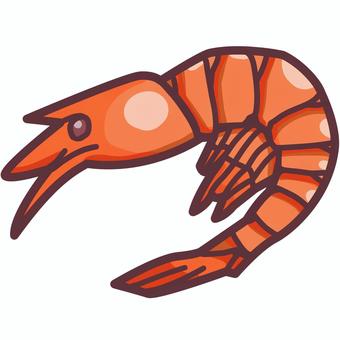 海老　かわいいデフォルメイラスト えび,シュリンプ,単体,オキアミ,釣り,釣り餌,赤,海鮮,海の幸,生き物のイラスト素材